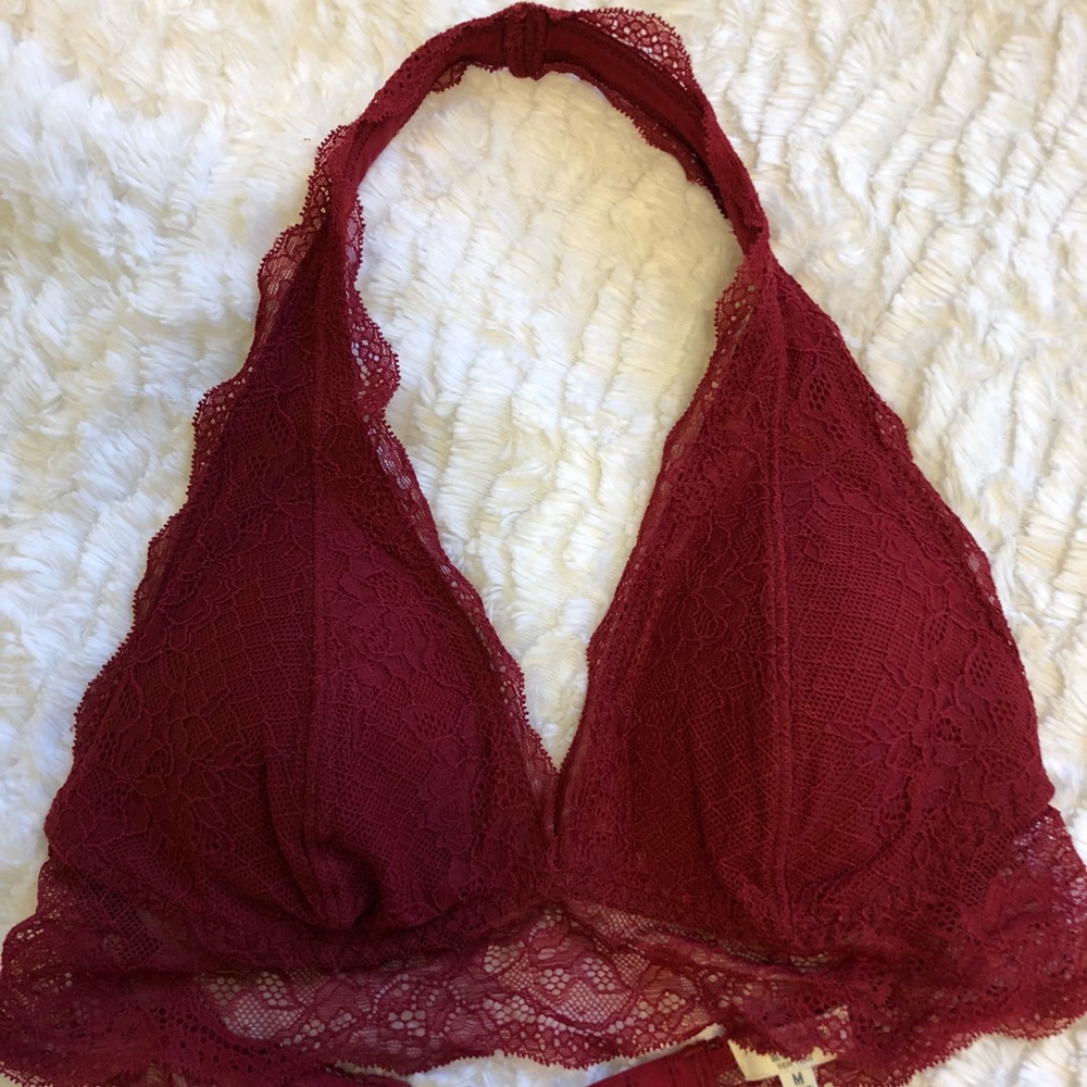 A&F red lace bralette